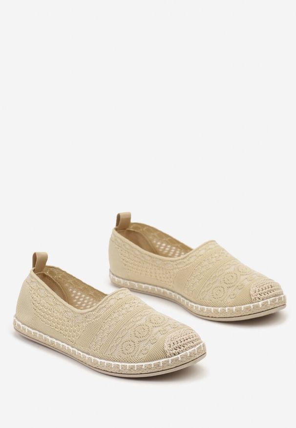 Born2be - Jasnobeżowe Płaskie Espadryle na Plecionej Podeszwie Dimzarra. Okazja: na co dzień. Kolor: beżowy. Materiał: len. Sezon: lato. Styl: elegancki, klasyczny, casual