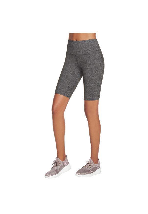 skechers - Spodenki sportowe damskie Skechers Go Walk High Waisted Bike Short. Kolor: szary. Materiał: elastan, nylon. Długość: krótkie