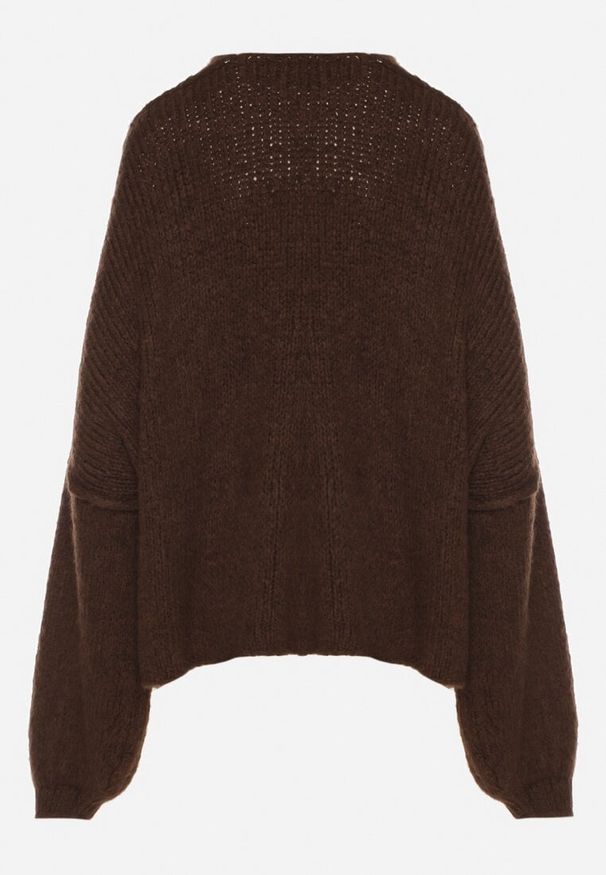 Born2be - Brązowy Nietoperzowy Kardigan Bez Zapięć z Domieszką Wełny i Wiskozy Rallisa. Okazja: na co dzień. Kolor: brązowy. Materiał: wełna, wiskoza. Wzór: gładki. Styl: casual