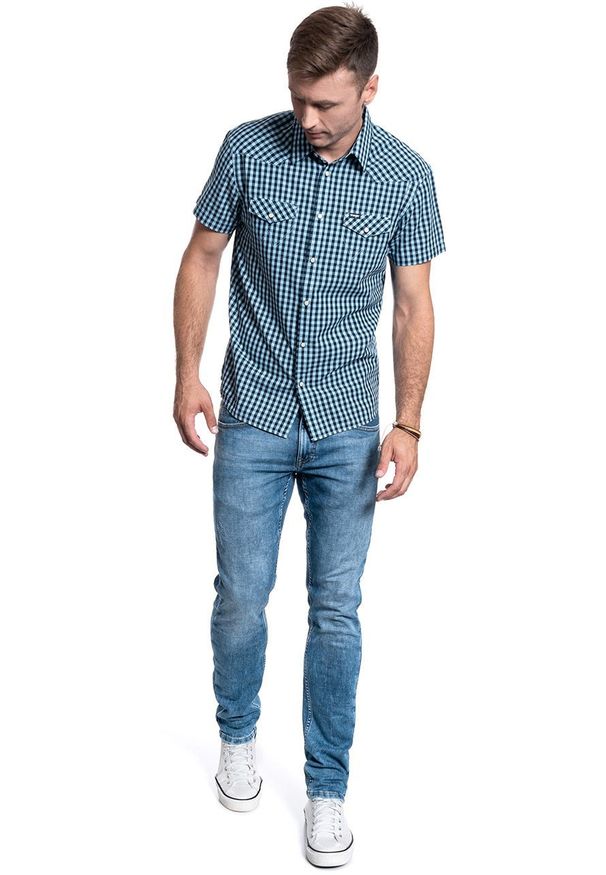 Wrangler - KOSZULA MĘSKA WRANGLER SS WESTERN SHIRT PARISIAN BLUE W5J04MX96 112130144