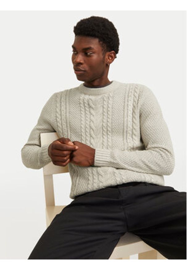 Jack & Jones Sweter Craig 12258480 Écru Regular Fit. Materiał: syntetyk
