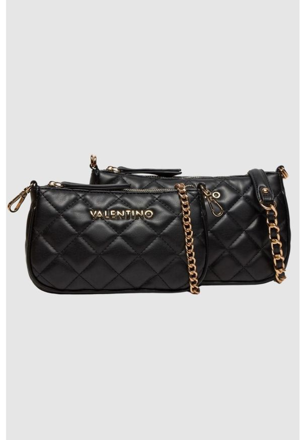 Valentino by Mario Valentino - VALENTINO Podwójna czarna torebka Ocarina Crossbody. Kolor: czarny