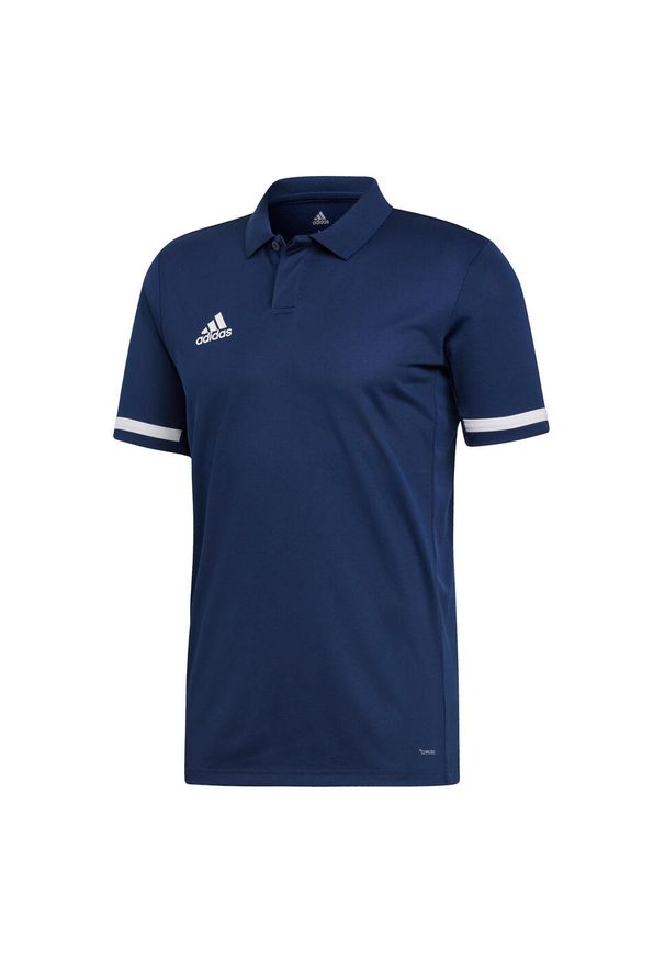 Adidas - Koszulka piłkarska męska adidas polo Team 19. Typ kołnierza: polo. Kolor: biały, niebieski, wielokolorowy. Materiał: materiał. Sport: piłka nożna
