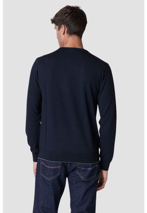 Aeronautica Militare - AERONAUTICA MILITARE Granatowy sweter męski Merino. Kolor: niebieski