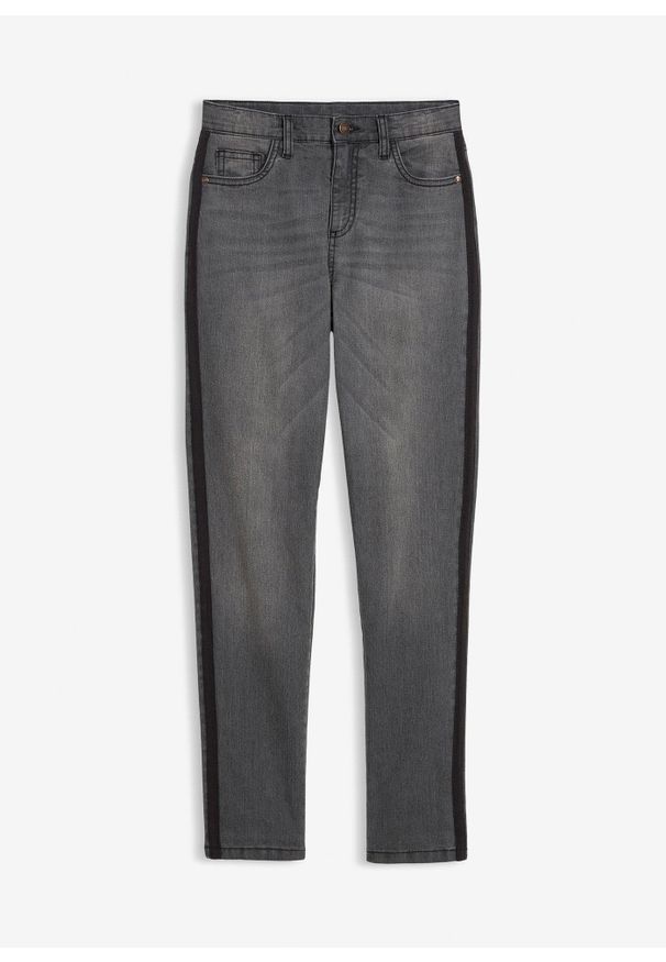 bonprix - Dżinsy termiczne na podszewce z dżerseju, średni stan. Kolor: szary