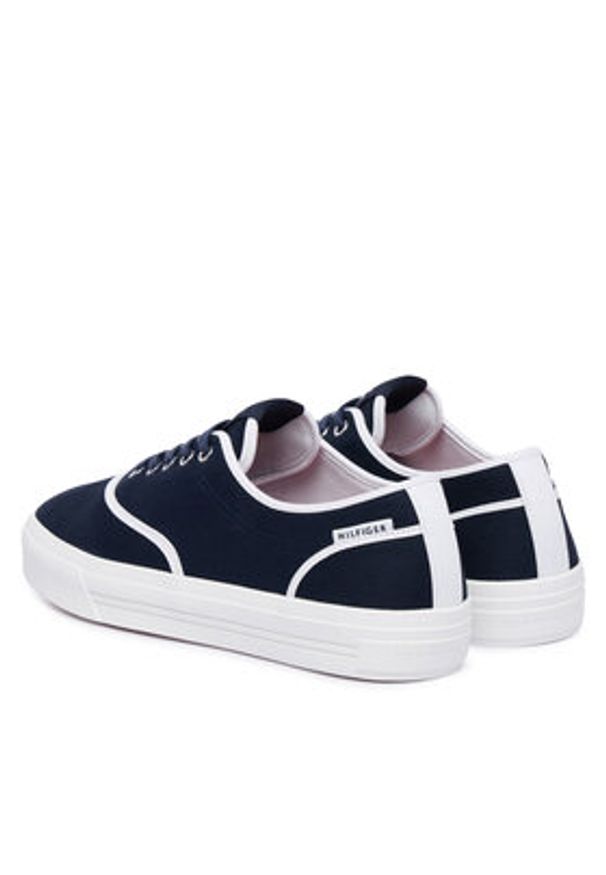 TOMMY HILFIGER - Tommy Hilfiger Tenisówki Th Vulc Cup Long Lace Canvas FM0FM05874 Granatowy. Kolor: niebieski. Materiał: materiał