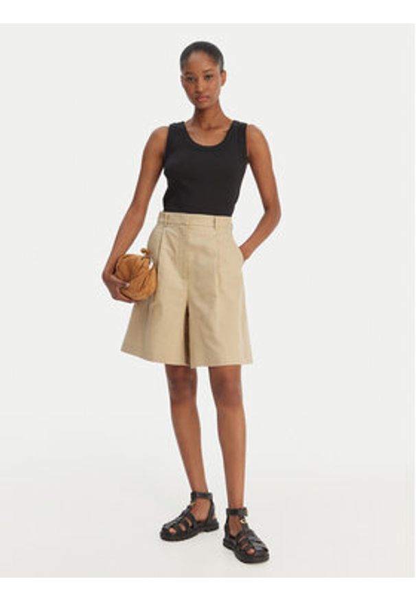 Weekend Max Mara Bermudy Ecuba 2615141022 Beżowy Loose Fit. Kolor: beżowy. Materiał: bawełna