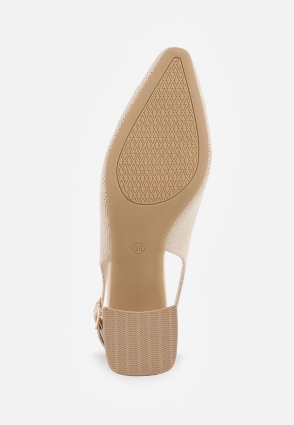 Renee - Beżowe Czółenka VICES Soft Fit Slingback na Lakierowanym Słupku z Elastyczną Cholewką Comfort Coromenis. Zapięcie: sprzączka. Kolor: beżowy. Materiał: lakier. Szerokość cholewki: normalna. Obcas: na słupku. Styl: elegancki