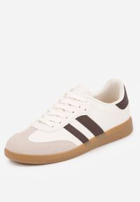 Renee - Beżowo-Brązowe Sneakersy VICES o Fasonie Klasycznych Tenisówek Azimina. Okazja: na co dzień. Kolor: beżowy. Materiał: jeans #3