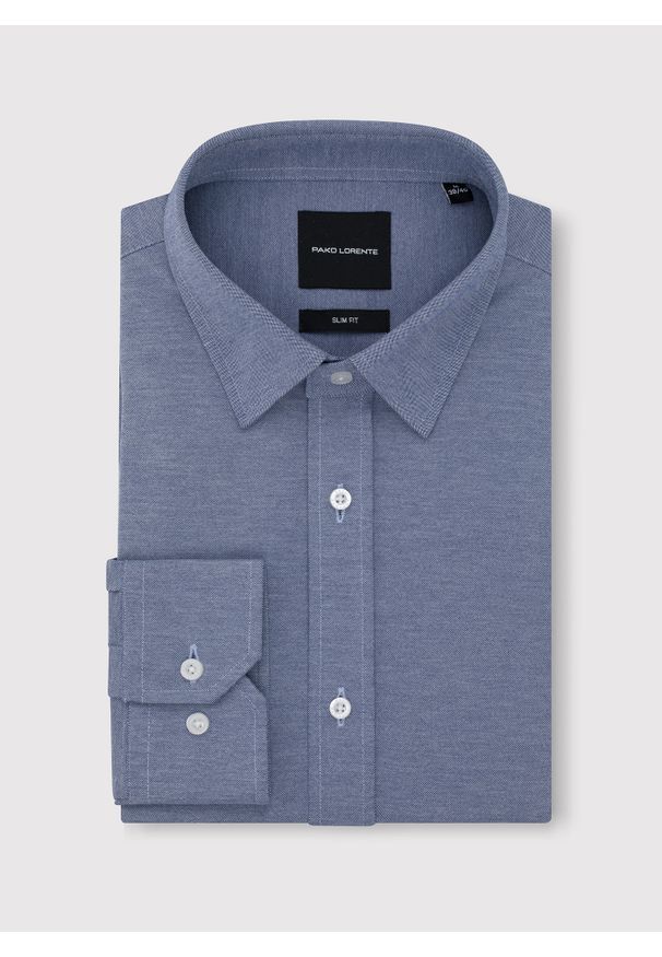 Pako Lorente - PAKO LORENTE – Niebieska koszula melanż. Kolor: niebieski. Materiał: bawełna, poliester. Długość rękawa: długi rękaw. Długość: długie. Wzór: melanż