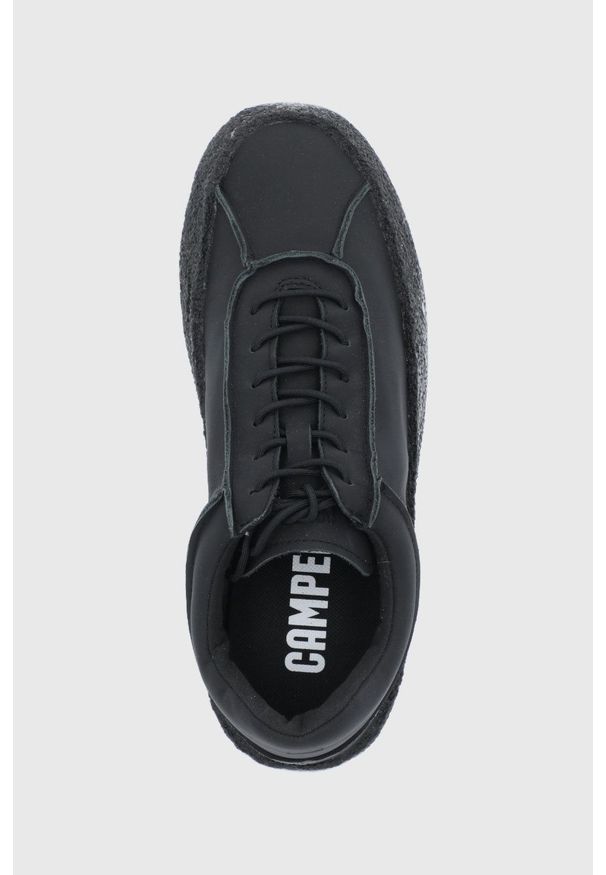 Camper Buty skórzane Bark kolor czarny. Nosek buta: okrągły. Zapięcie: sznurówki. Kolor: czarny. Materiał: skóra. Obcas: na obcasie. Wysokość obcasa: niski