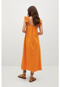 mango - Mango Sukienka bawełniana Margot kolor pomarańczowy midi oversize. Kolor: pomarańczowy. Materiał: bawełna. Wzór: gładki. Typ sukienki: oversize. Długość: midi #6