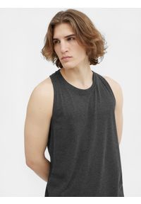 4f - Tank top regular gładki męski. Kolor: szary. Materiał: bawełna, dzianina. Wzór: gładki