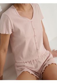 Sinsay - Bawełniana piżama dwuczęściowa - różowy. Kolor: różowy. Materiał: bawełna #1
