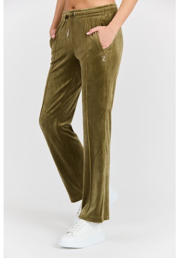 Juicy Couture - JUICY COUTURE Damskie zielone spodnie dresowe Tina Track Pant. Kolor: zielony. Materiał: dresówka