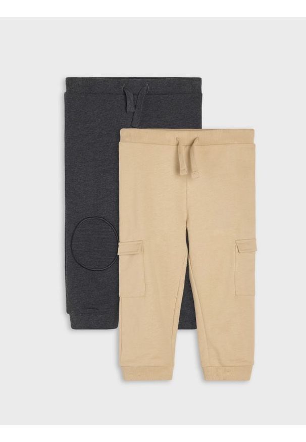 Sinsay - Spodnie dresowe jogger 2 pack - beżowy. Kolor: beżowy. Materiał: dresówka