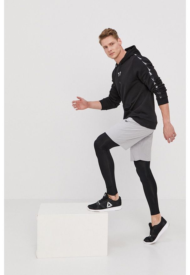 Reebok - Szorty. Okazja: na co dzień. Kolor: szary. Materiał: materiał, poliester. Styl: casual