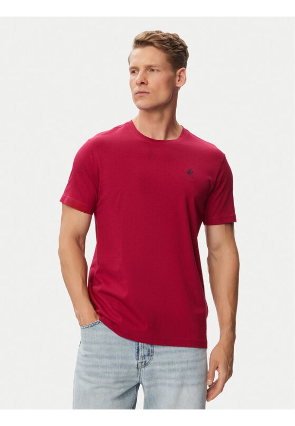 Beverly Hills Polo Club T-Shirt P-SS26M-TS41740 Bordowy Regular Fit. Typ kołnierza: polo. Kolor: czerwony. Materiał: bawełna