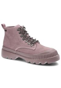 Big-Star - Fioletowe Botki Big Star Damskie Wygodne Buty. Okazja: na co dzień. Kolor: fioletowy. Materiał: zamsz. Szerokość cholewki: normalna. Styl: casual
