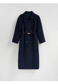 Reserved - Płaszcz z wełną Bellandi - granatowy. Kolor: niebieski. Materiał: wełna #1