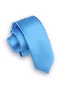 Alties - Jasny Niebieski Stylowy Krawat (Śledź) Męski -ALTIES- 5 cm, Wąski, Gładki. Kolor: niebieski. Materiał: tkanina. Wzór: gładki. Styl: elegancki