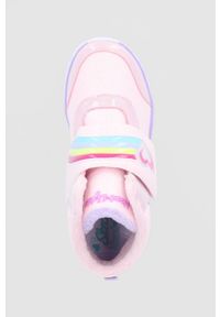 skechers - Skechers buty dziecięce kolor różowy. Nosek buta: okrągły. Zapięcie: rzepy. Kolor: różowy. Materiał: guma. Szerokość cholewki: normalna. Obcas: na platformie #3