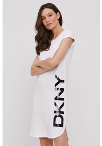 DKNY - Dkny Sukienka P0RD1B2J kolor biały mini prosta. Okazja: na co dzień. Kolor: biały. Wzór: nadruk. Typ sukienki: proste. Styl: casual. Długość: mini #4