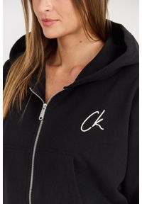 Calvin Klein - CALVIN KLEIN Czarna damska rozpinana bluza z kapturem, Rozmiar L. Okazja: na co dzień. Typ kołnierza: kaptur. Kolor: czarny. Materiał: bawełna. Długość rękawa: długi rękaw. Długość: długie. Styl: casual, klasyczny #4