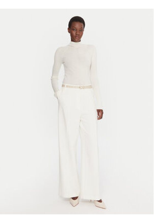 BOSS Golf Foliora 50549166 Beżowy Slim Fit. Typ kołnierza: golf. Kolor: beżowy. Materiał: wełna