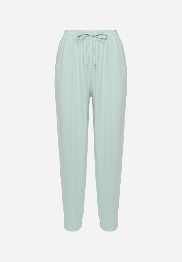 Born2be - Miętowe Dresowe Spodnie z Gumką w Pasie i Wysokim Stanem Dimrou. Stan: podwyższony. Kolor: miętowy. Materiał: dresówka. Długość: długie. Styl: elegancki