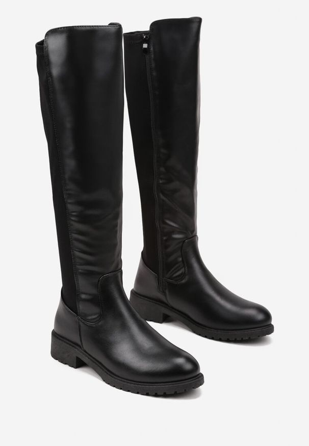 Renee - Czarne Kozaki Vices z Imitacji Skóry Typu Muszkieterki Anlave. Kolor: czarny. Materiał: skóra. Styl: elegancki