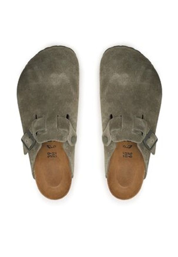 Birkenstock Klapki Boston 1024721 Zielony. Kolor: zielony. Materiał: welur, skóra