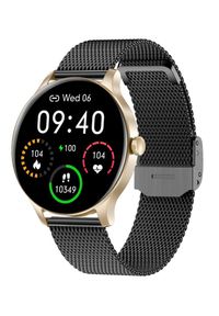 GARETT - Smartwatch Garett Classy złoto-czarny stalowy. Rodzaj zegarka: smartwatch. Kolor: wielokolorowy, czarny, złoty, szary. Styl: casual, elegancki, sportowy #1