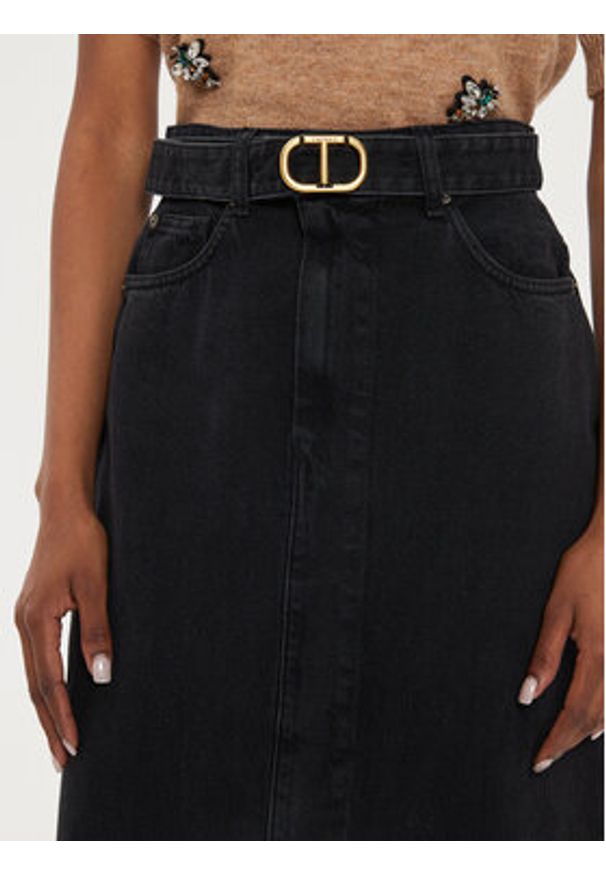 TwinSet - TWINSET Spódnica jeansowa 242TP2601 Czarny Straight Fit. Kolor: czarny. Materiał: bawełna