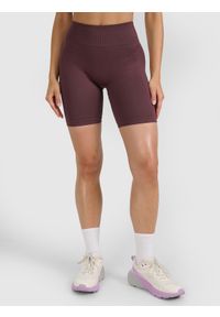 4f - 4F Legginsy kolarki treningowe bezszwowe damskie - brązowe XS/S. Stan: podwyższony. Kolor: brązowy. Materiał: dzianina, materiał, syntetyk, włókno, elastan. Wzór: gładki, ze splotem. Sport: fitness