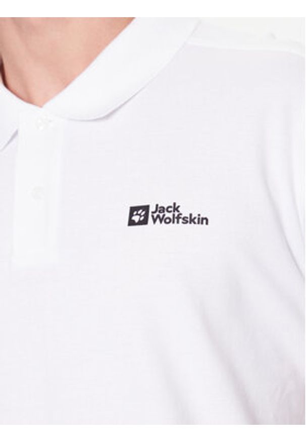 Jack Wolfskin Polo Essential 1809301 Biały Regular Fit. Typ kołnierza: polo. Kolor: biały. Materiał: bawełna