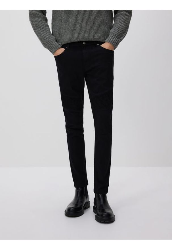 Reserved - Bawełniane spodnie skinny - czarny. Kolor: czarny. Materiał: bawełna