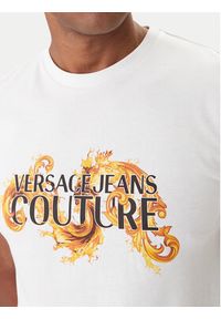 Versace Jeans Couture T-Shirt 80GAHE02 CJ00E Biały Regular Fit. Kolor: biały. Materiał: bawełna #4
