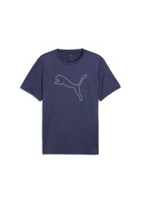 Puma - Męska melanżowa koszulka TAD ESSENTIALS z logo Cat PUMA. Kolor: niebieski. Wzór: melanż. Sport: fitness #1