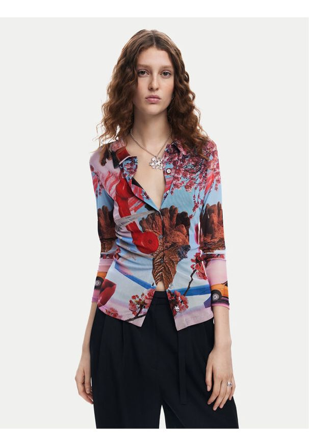 Desigual Bluzka Surreal Blossom 24WWTK84 Kolorowy Slim Fit. Materiał: syntetyk. Wzór: kolorowy