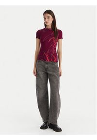 Desigual T-Shirt Lala 25WWTK16 Bordowy Regular Fit. Kolor: czerwony. Materiał: wiskoza #5