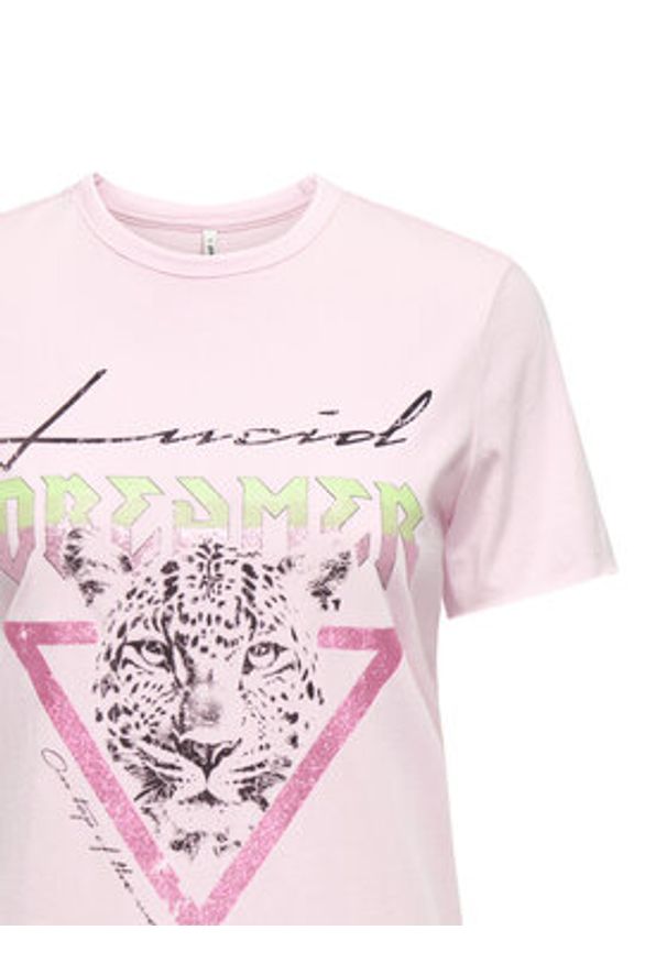 only - ONLY T-Shirt Lucy 15307412 Różowy Regular Fit. Kolor: różowy. Materiał: bawełna
