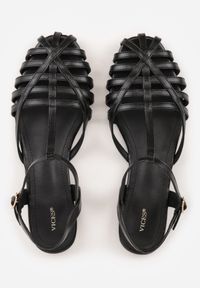 Born2be - Czarne Sandały VICES z Geometrycznymi Paskami Abadia. Okazja: na co dzień. Zapięcie: pasek. Kolor: czarny. Wzór: geometria. Styl: casual, elegancki, klasyczny #4