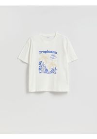 Reserved - T-shirt z nadrukiem - biały. Kolor: biały. Materiał: bawełna. Wzór: nadruk #1