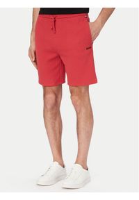 BOSS Szorty sportowe Waffle 50535884 Czerwony Regular Fit. Kolor: czerwony. Materiał: bawełna. Styl: sportowy #1