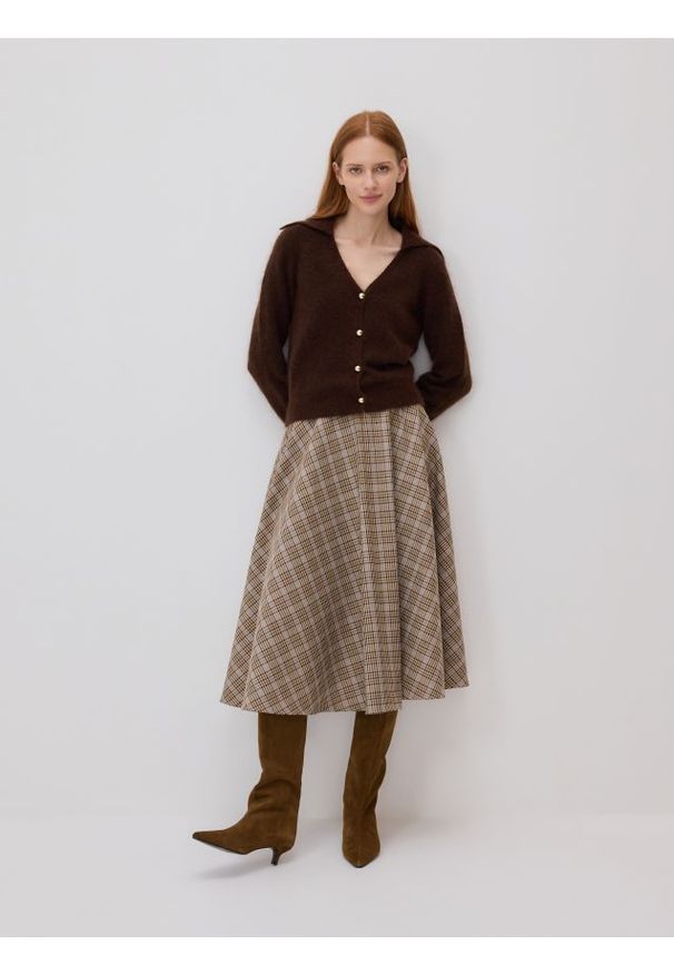 Reserved - Spódnica midi z wełną - wielobarwny. Materiał: wełna