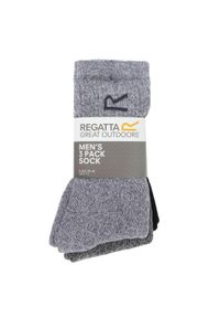 Regatta - Skarpety do chodzenia męskie Sock in a Box 3-pak. Kolor: wielokolorowy, niebieski, szary. Materiał: bawełna, poliamid, poliester. Sport: turystyka piesza