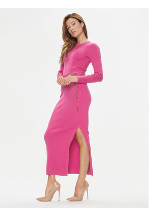 MICHAEL Michael Kors Sukienka dzianinowa MF381UN4VR Różowy Slim Fit. Kolor: różowy. Materiał: wełna