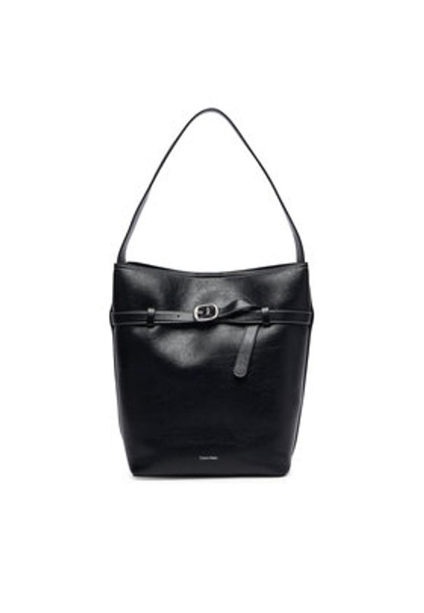 Calvin Klein Torebka Buckle Medium Bucket LV04F3551G Czarny. Kolor: czarny. Materiał: skórzane