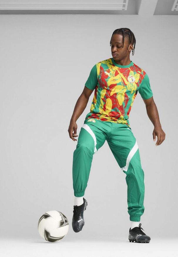 Puma - Męska koszulka przedmeczowa Senegal 2025 PUMA Sport Green Faster Yellow Red. Kolor: żółty, czerwony, wielokolorowy, zielony